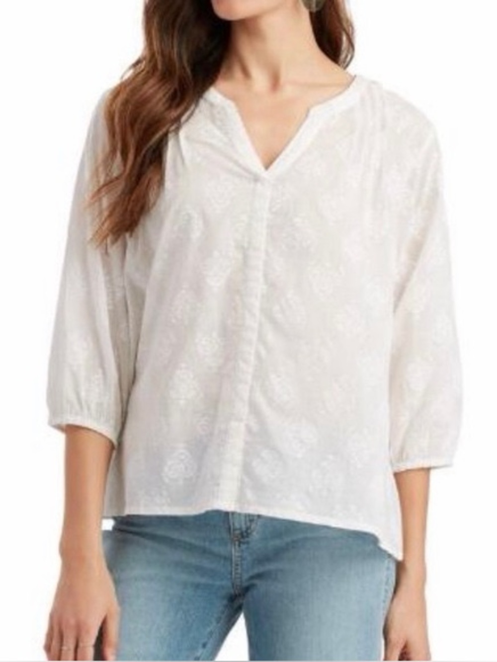 World Market Women’s Size Large/ XL Bhuti White Bohemian Lightweight Blouse NEW
